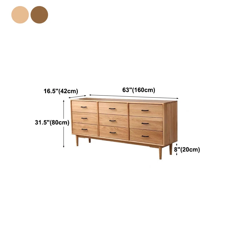 Duurzaam Houten Eigentijds 9-Drawer Sideboard Simple Pine Wood Buffet Table Dining Room 63l