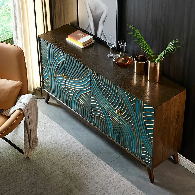 Duurzaam Houten Glam Style Adjustable Shelving Credenza Effen Wood Buffet Sideboard Doors 39