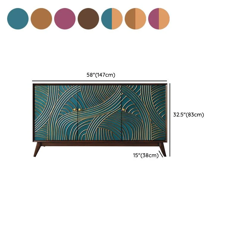 Duurzaam Houten Glam Style Adjustable Shelving Credenza Effen Wood Buffet Sideboard Doors 39