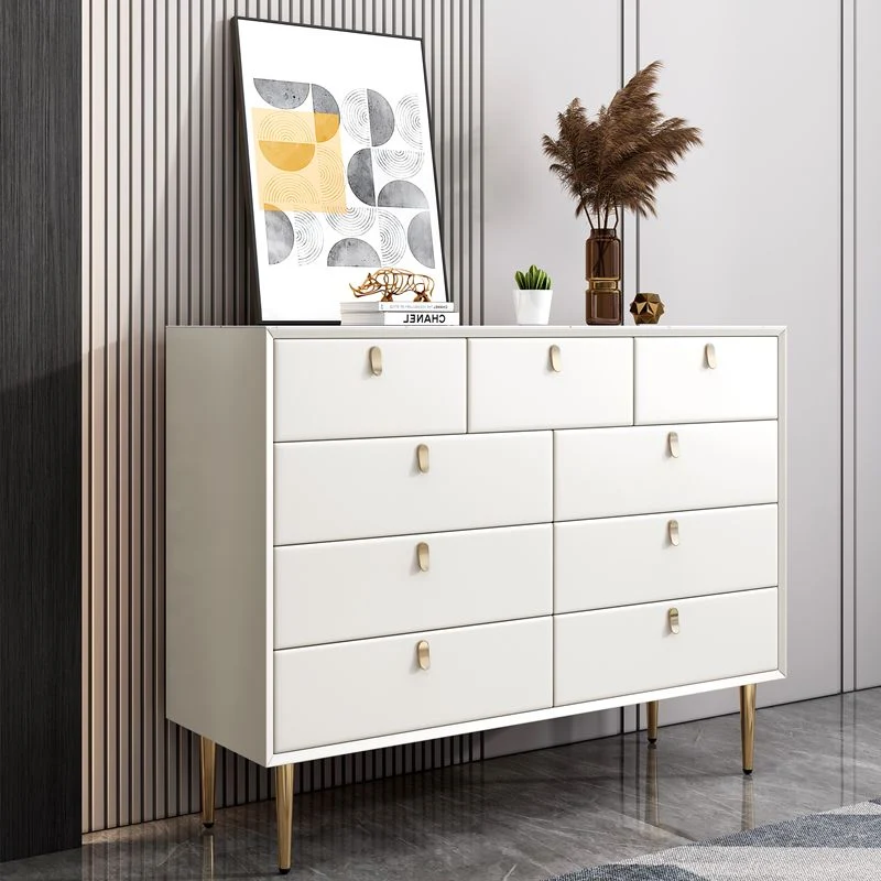 Eigentijds Stone Wood Sideboard 9-Drawer Dining Room Buffet Server,47"L x 15.7"W x 36.6"H - Makkelijk Schoon Te Maken Blue