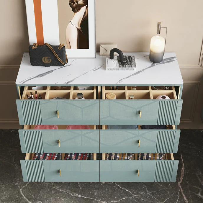 Eigentijds Style Stone Buffet Sideboard 15.7"D Dining Room Buffet Server Drawer Green