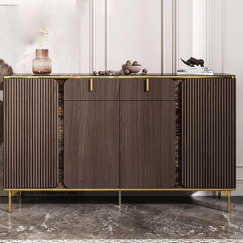 Engineered Wood and Stone Buffet Sideboard Glam Dining Server voor Kleine Ruimtes 55l