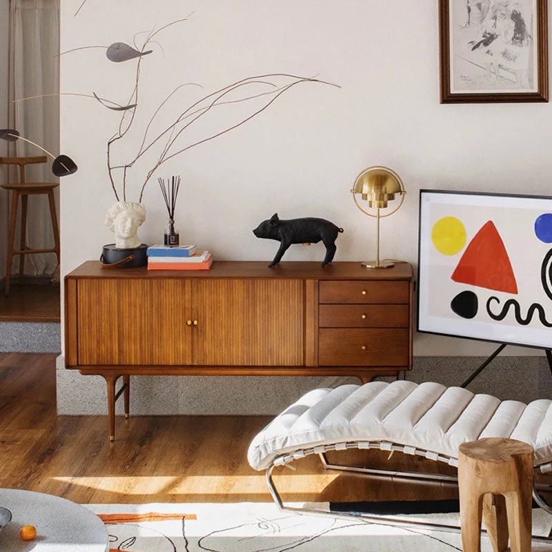 Gelaagd Actueel Wood Sideboard Table 3 Drawers Buffet Table Cabinets Included Living Room Black