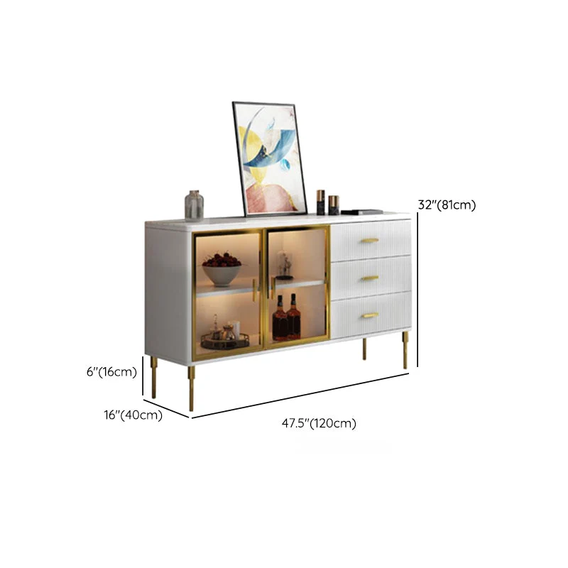 Gelaagd Glam Dining Buffet Stone Sideboard Table Cabinets and Drawers 24l