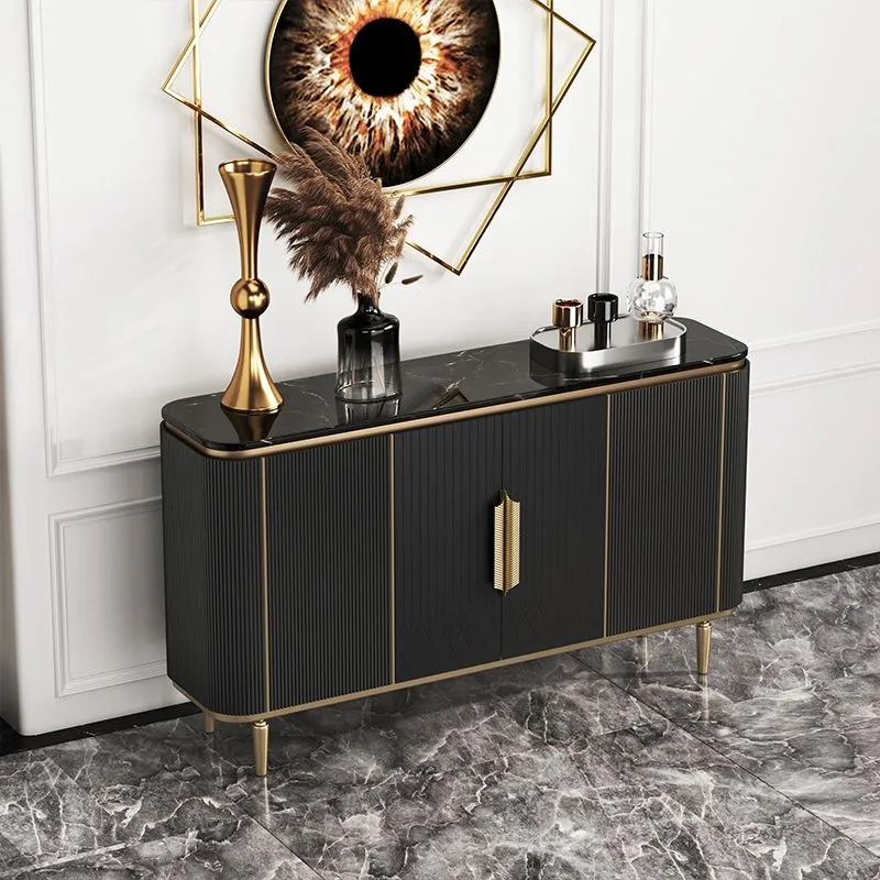 Gelaagd Glam Ravenzwart Buffet Sideboard Faux Marble Sideboard Cabinet Doors 31l