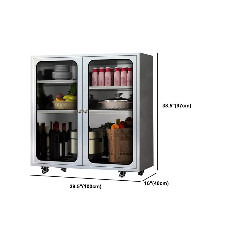 Gelaagd Metaalglans Metal Sideboard Wheels Modern Indoor Dining Server Cabinets 20l