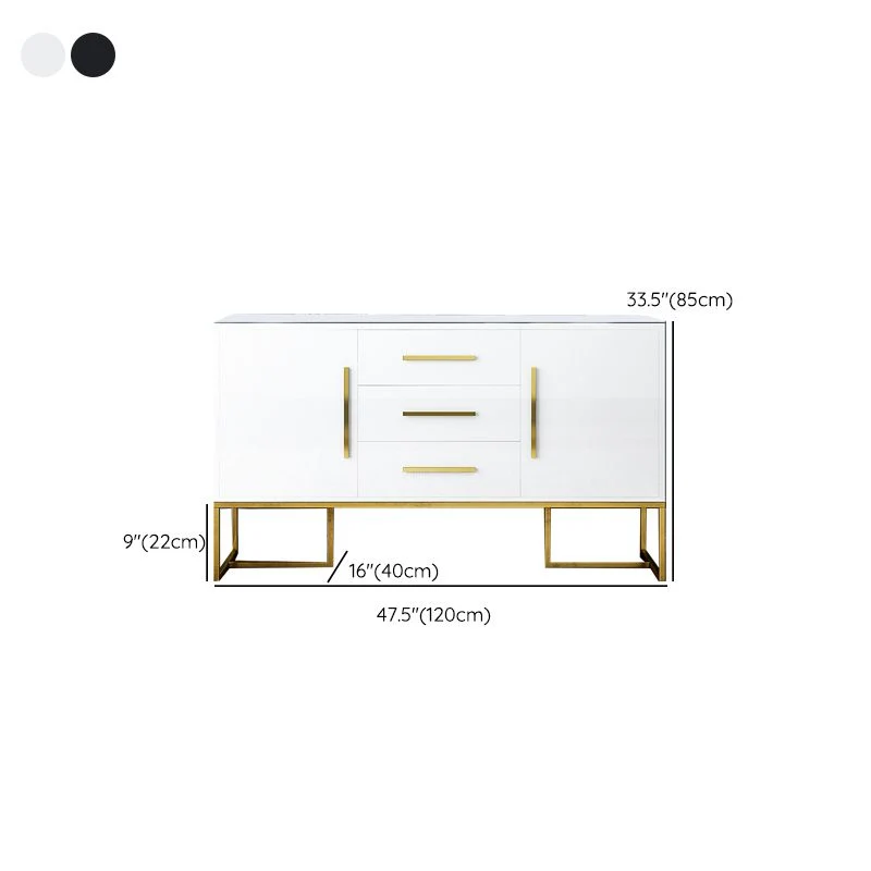 Glam Buffet Sideboard Cabinets Mirrored 3 Drawers and 2 Doors Dining Buffet met Stoelen Set 47l