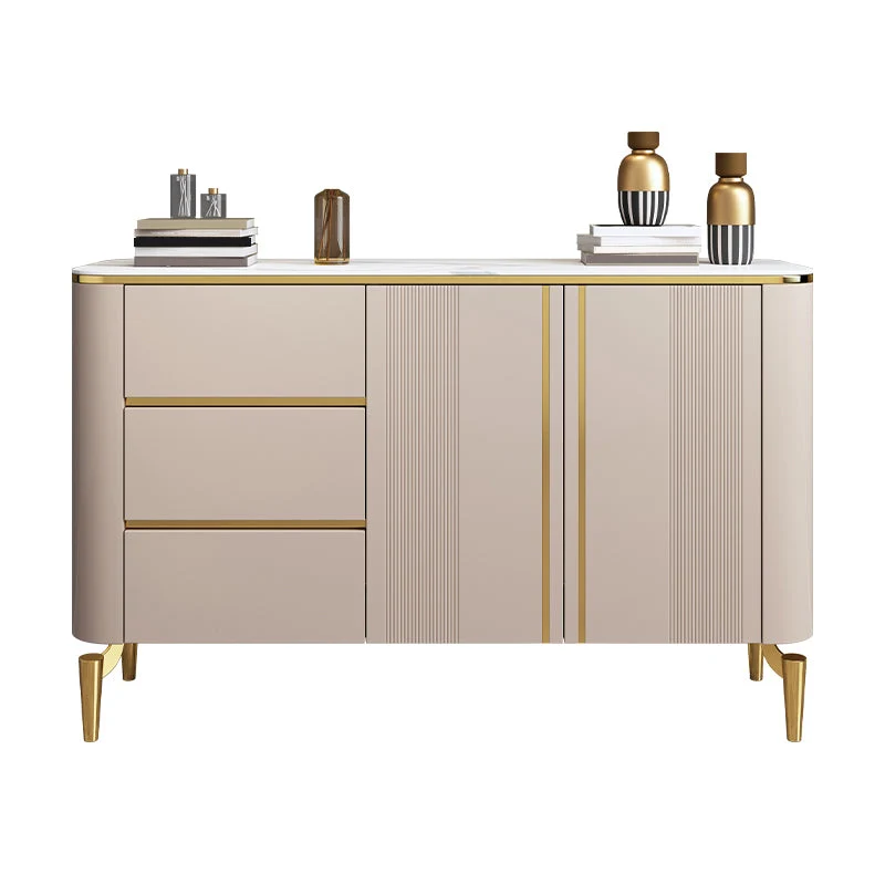 Glam Buffet Table Stone Sideboard Table Drawers Living Room Gemaakt van Teakhout 47l