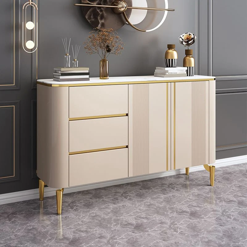 Glam Buffet Table Stone Sideboard Table Drawers Living Room Gemaakt van Teakhout 47l