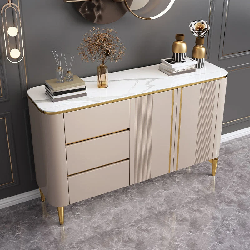 Glam Buffet Table Stone Sideboard Table Drawers Living Room Gemaakt van Teakhout 47l