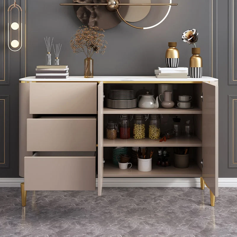 Glam Buffet Table Stone Sideboard Table Drawers Living Room met Opberglades 47l
