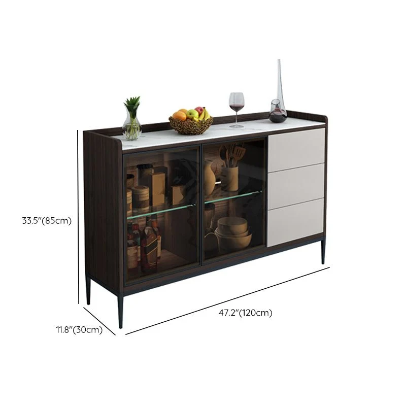 Glam Cabinets Buffet Stand 3 Drawers Glaswerk Doors Buffet Sideboard 47l