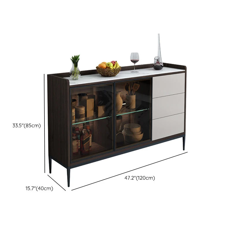 Glam Cabinets Buffet Stand 3 Drawers Glaswerk Doors Buffet Sideboard 47l