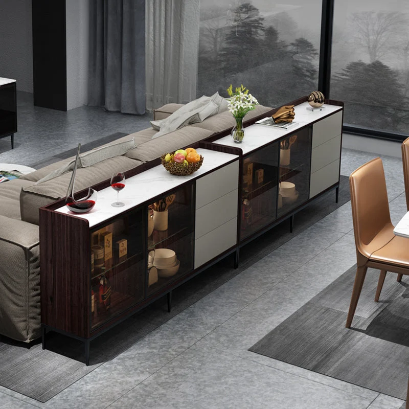 Glam Cabinets Buffet Stand 3 Drawers Glaswerk Doors Buffet Sideboard 47l