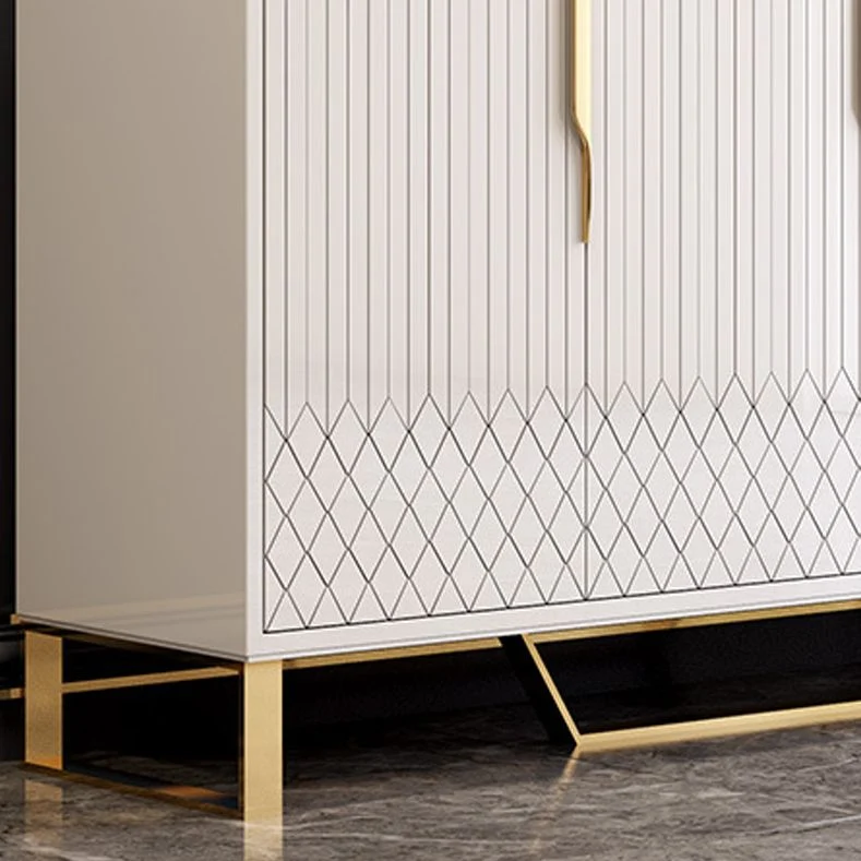 Glam Cabinets Dining Buffet 4 Doors Mirrored Buffet Sideboard met Stoelen Set 47l