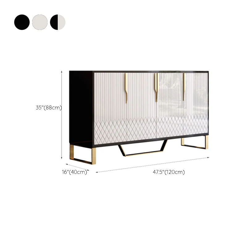 Glam Cabinets Dining Buffet 4 Doors Mirrored Buffet Sideboard met Stoelen Set 47l