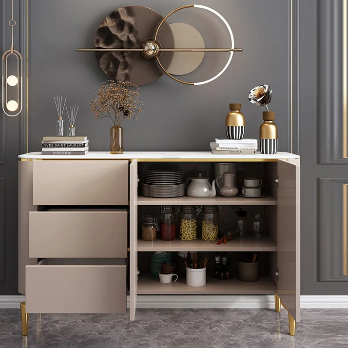 Glam Door Sideboard Sintered Stone Sideboard Drawers Living Room Grijze Waslaag 47l