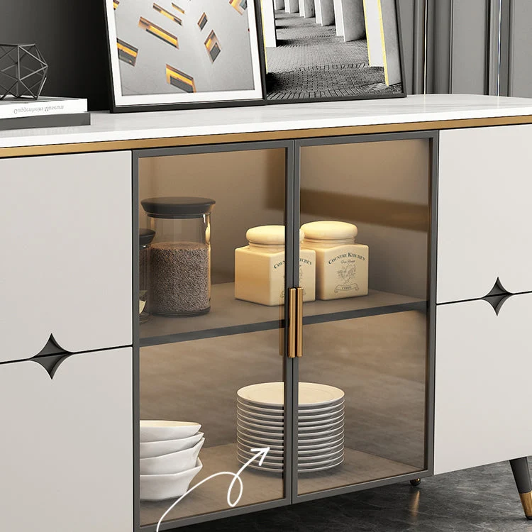 Glam Sideboard Cabinet Drawers Lichtbruin Sideboard Table Kitchen 47l