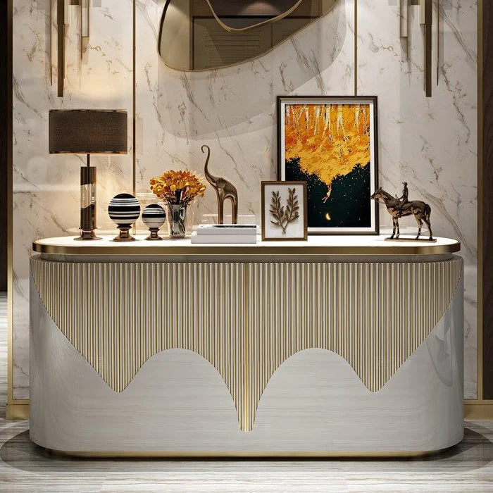 Glam Sideboard Cabinet Engineered Wood Sideboard Table Doors Dining Room Gemaakt van Teakhout 47l