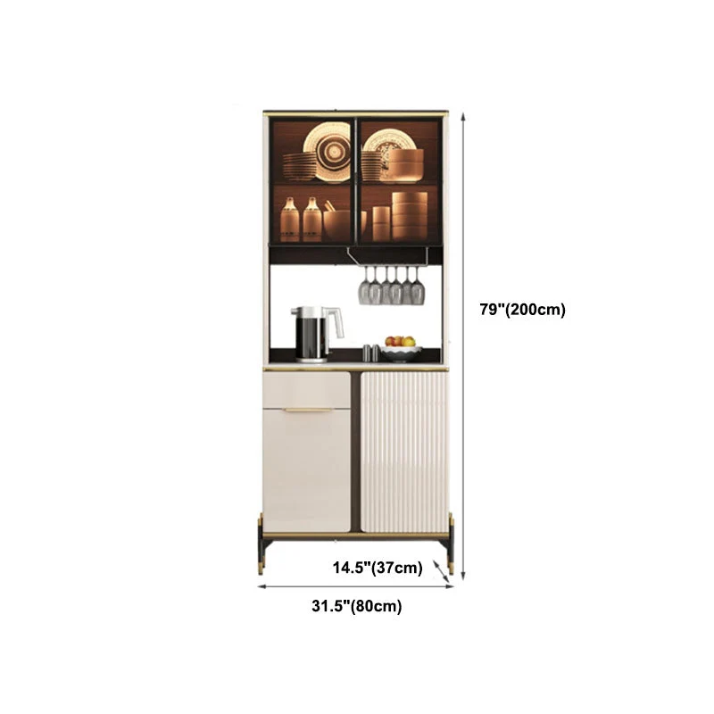 Glam Sideboard Cabinet Stone and Engineered Wood Dining Buffet met Opberglades 31