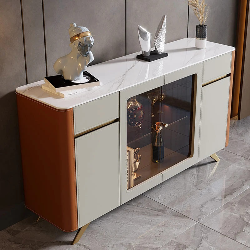 Glam Sideboard Cabinet Stone Sideboard Table Doors Dining Room voor Kleine Ruimtes 47l