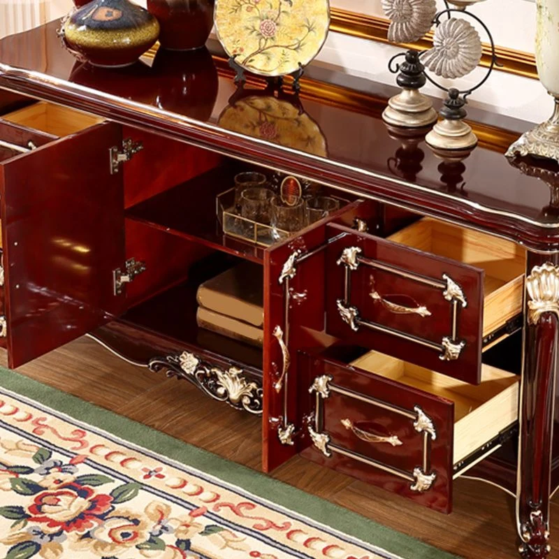Glam Sideboard Gummi Wood Sideboard Door and Drawer Living Room Gemakkelijk Schoon te Maken 63l