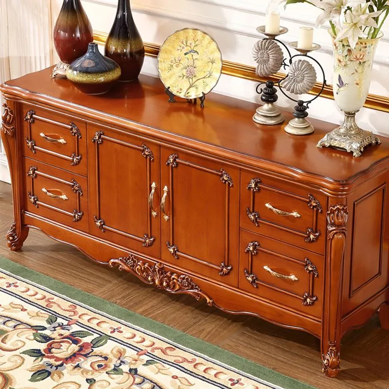 Glam Sideboard Gummi Wood Sideboard Door and Drawer Living Room Gemakkelijk Schoon te Maken 63l