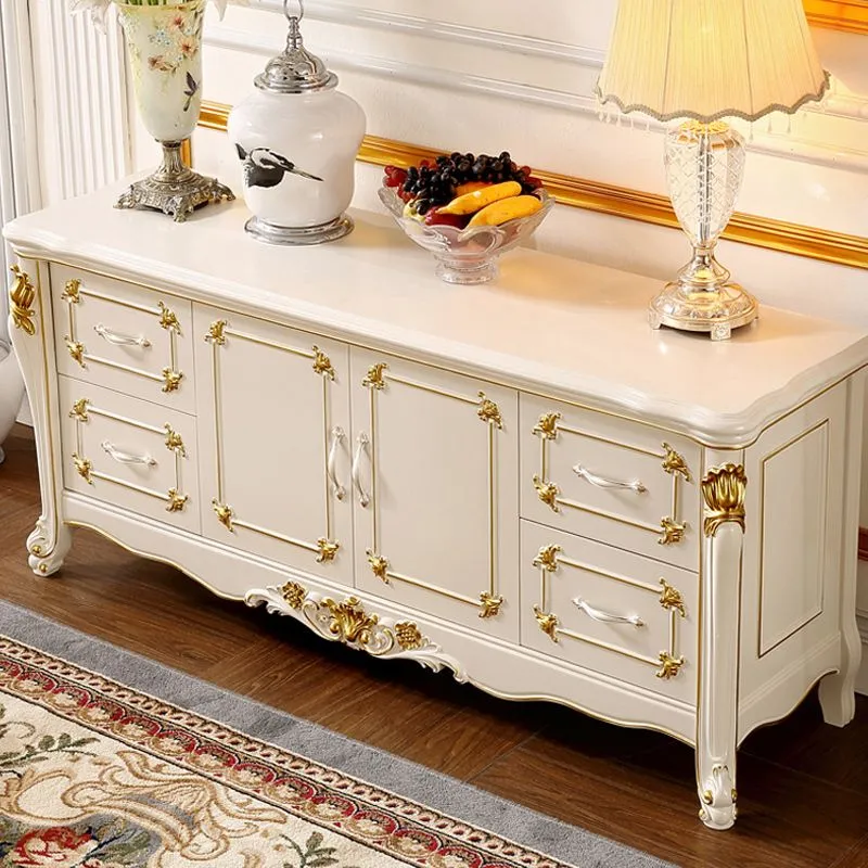 Glam Sideboard Gummi Wood Sideboard Door and Drawer Living Room Gemakkelijk Schoon te Maken 63l