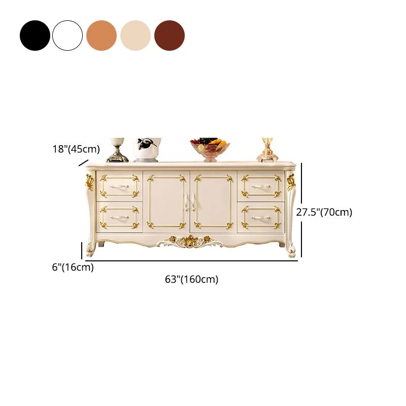 Glam Sideboard Gummi Wood Sideboard Door and Drawer Living Room Gemakkelijk Schoon te Maken 63l