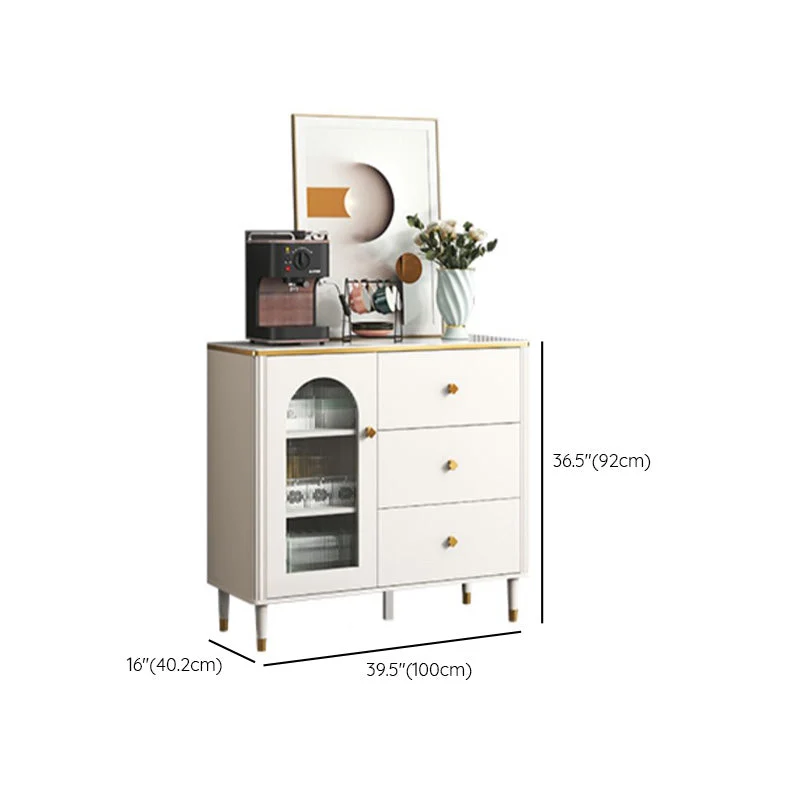 Glam Sideboard Stone Glazen Doors Side Board Cabinets and Drawers voor 6 Personen 31l