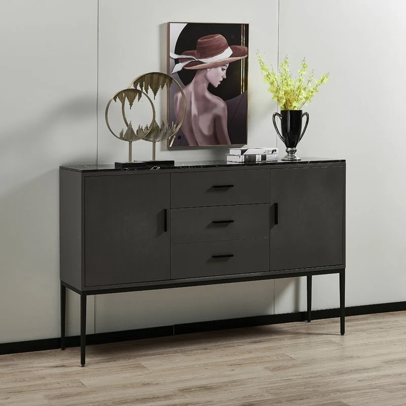 Glam Sideboard Table Stone Top Buffet Sideboard Cabinets and Storage Eikenhout Orange