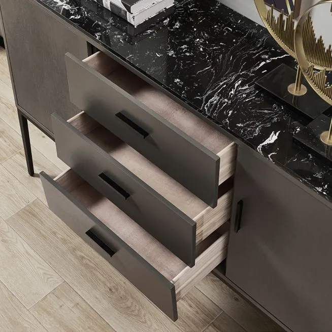 Glam Sideboard Table Stone Top Buffet Sideboard Cabinets and Storage Stofbestendig Orange