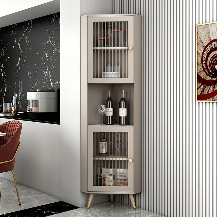 Glam Stone and MDF Sideboard 69.5"H Living Room Glaswerk Doors Buffet Stand voor 6 Personen White