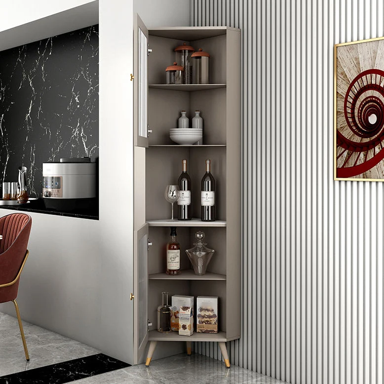 Glam Stone and MDF Sideboard 69.5"H Living Room Glaswerk Doors Buffet Stand voor 6 Personen White