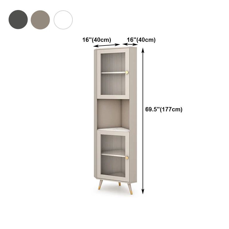 Glam Stone and MDF Sideboard 69.5"H Living Room Glaswerk Doors Buffet Stand voor 6 Personen White