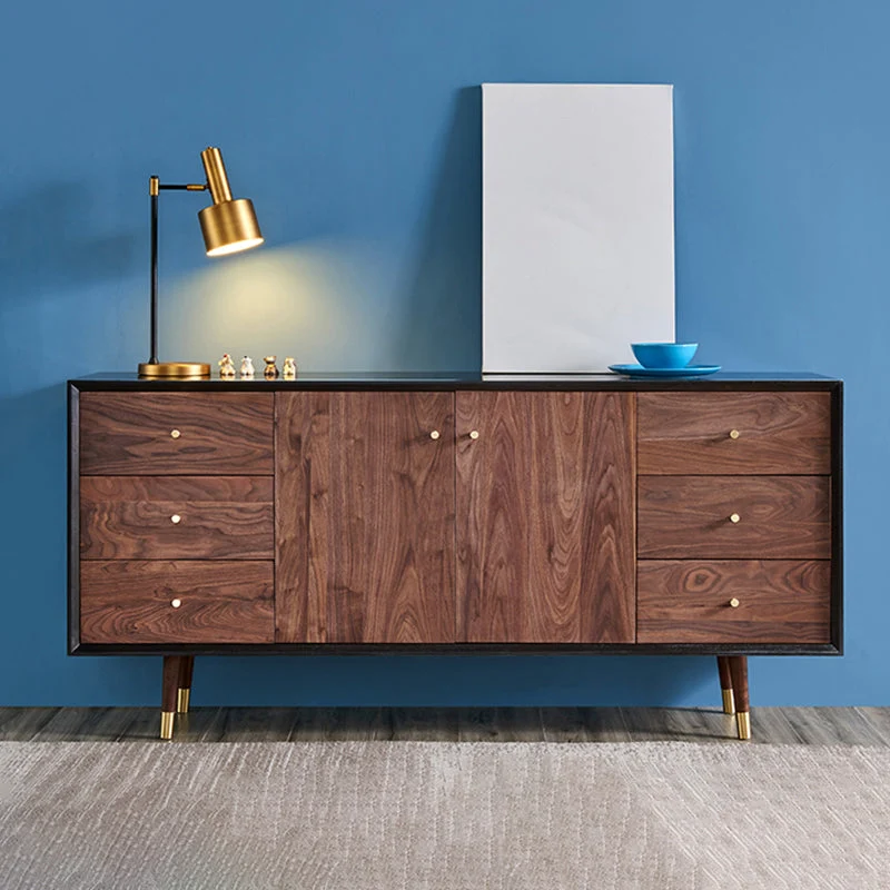 Glam Style Brown Eenkleurig Wood Buffet Table Cabinets Storage Side Board Drawers 47l