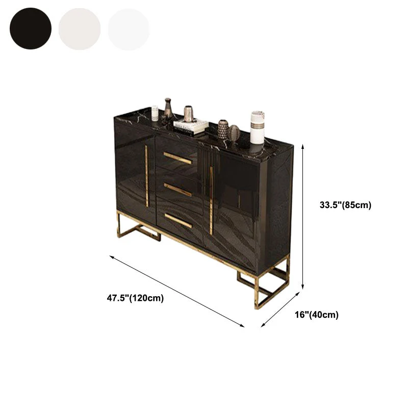 Glam Style Buffet Sideboard Stone Top Server Door and Drawer Eikenhout 47l