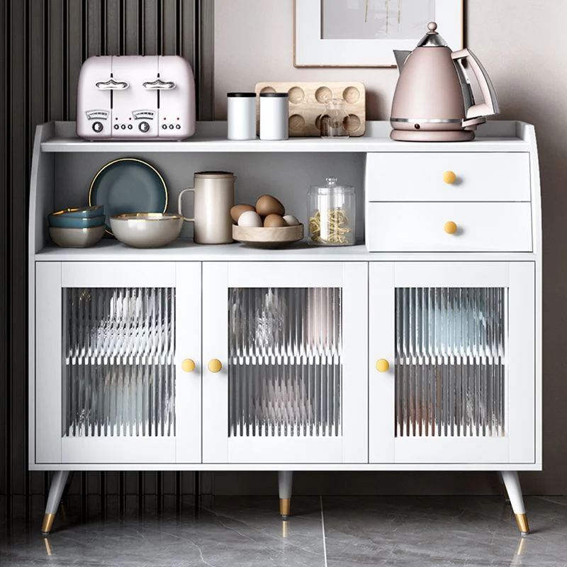 Glam Style Buffet Table Wood Side Board Cabinets and Drawers met Blad Keramiek 31l