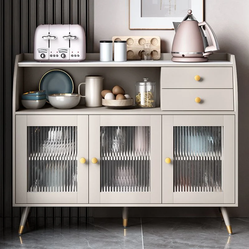 Glam Style Buffet Table Wood Side Board Cabinets and Drawers met Blad Keramiek 31l