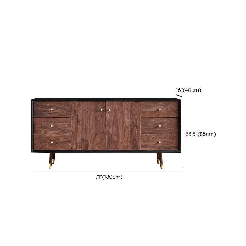 Glam Style Cappuccino Solid Wood Buffet Table Cabinets Storage Side Board Drawers | Snelle Levering 47l