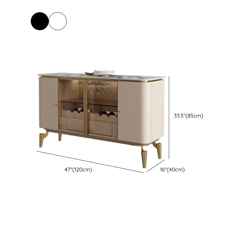 Glam Style Sideboard Stone Top Kitchen Sideboard 2 Drawers and 4 Doors met Blad Keramiek 47l