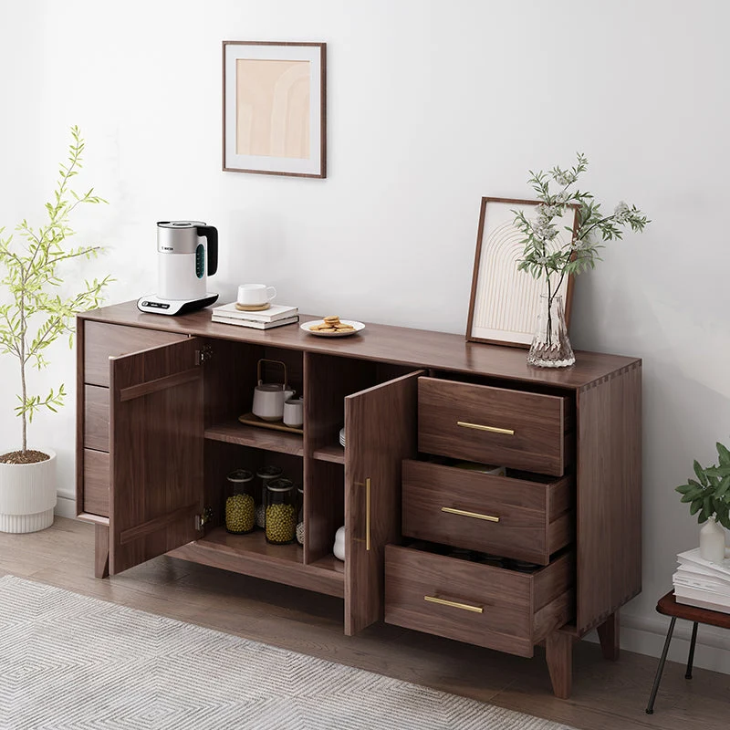Glam Style Storage Buffet Stand Eenkleurig Wood Buffet Sideboard 6-Drawer 47l