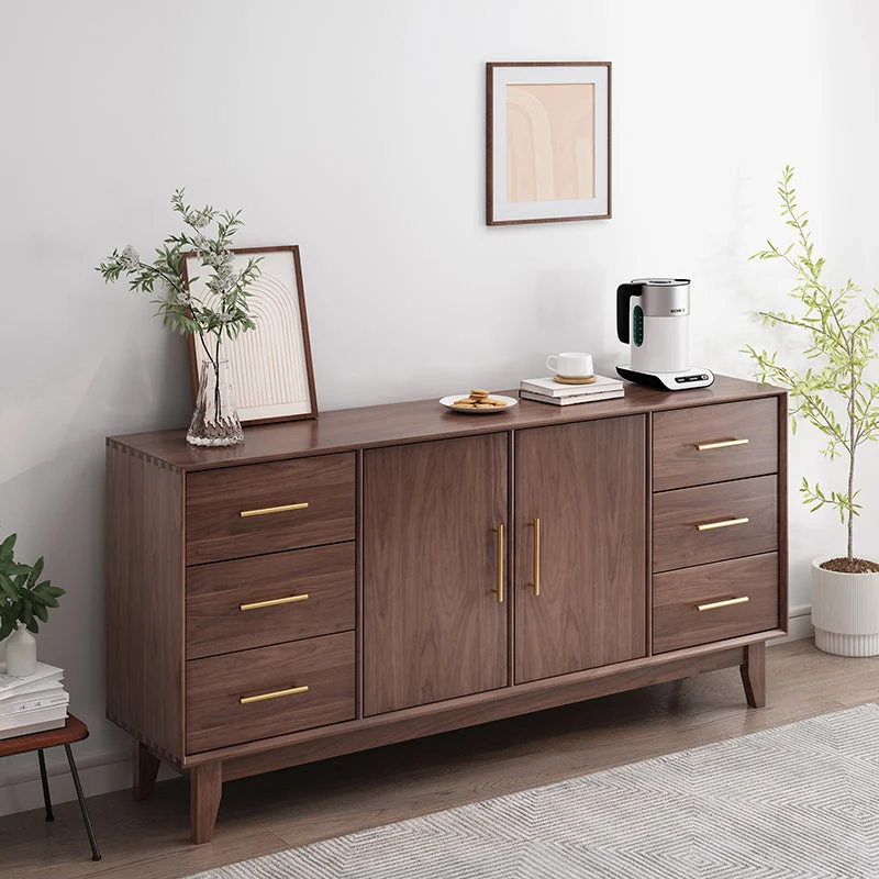 Glam Style Storage Buffet Stand Massief Wood Buffet Sideboard 6-Drawer met Blad Keramiek 47l