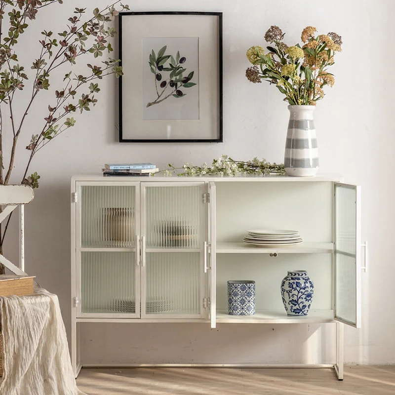 Glaswerk Doors Contemporary Sideboard Metal Buffet Table Living Room met Blad Keramiek 26l