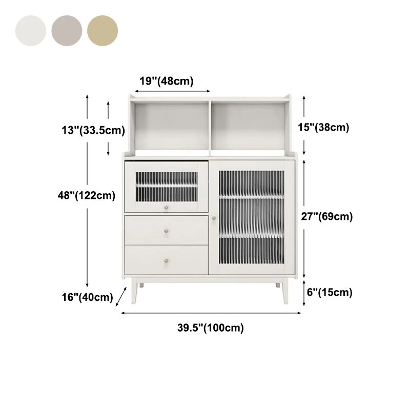 Hedendaags Stone Door Sideboard 39.5"L Buffet Living Room 2 Drawer Server voor Kleine Ruimtes Champagne