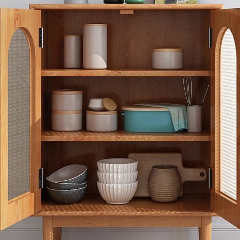 Hedendaags Style Buffet Sideboard Solid Wood 42.5"H Buffet Stand Cabinets met Opberglades Walnut