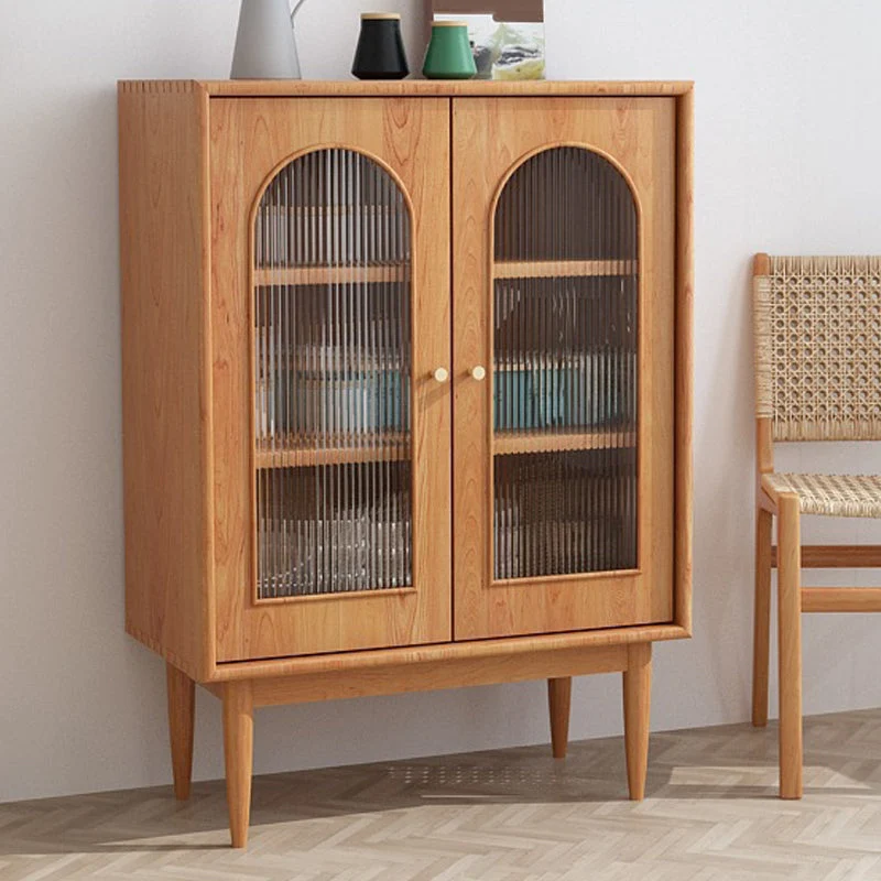 Hedendaags Style Buffet Sideboard Solid Wood 42.5"H Buffet Stand Cabinets met Opberglades Walnut