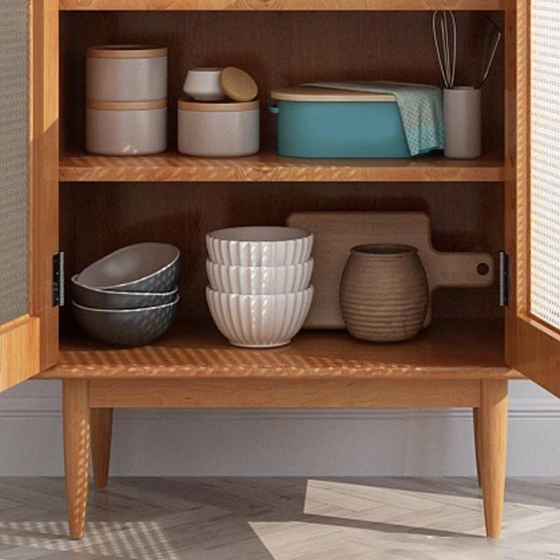 Hedendaags Style Buffet Sideboard Solid Wood 42.5"H Buffet Stand Cabinets met Opberglades Walnut