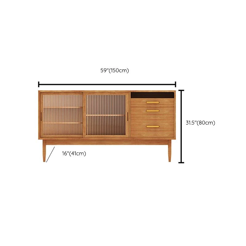 Hedendaags Style Sideboard Table Pine Solid Wood Buffet Sideboard 3-Drawer 47
