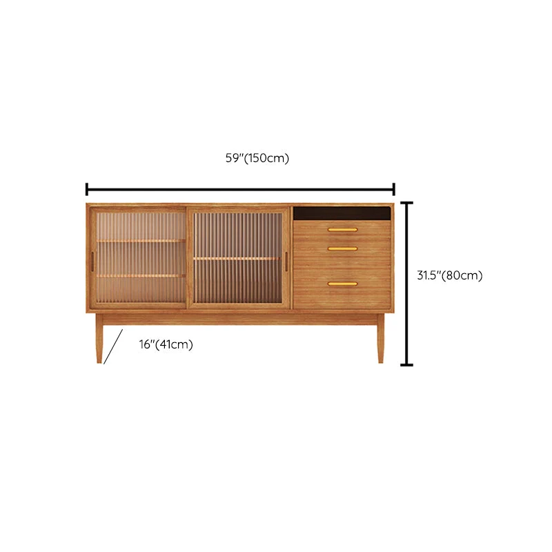 Hedendaags Style Sideboard Table Pine Solid Wood Buffet Sideboard 3-Drawer 47